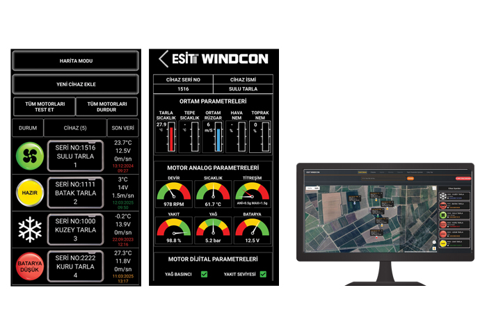 esit elektronik ruzgar makinesi kontrol ve i̇zleme sistemi windcon pc prog ve mobil app